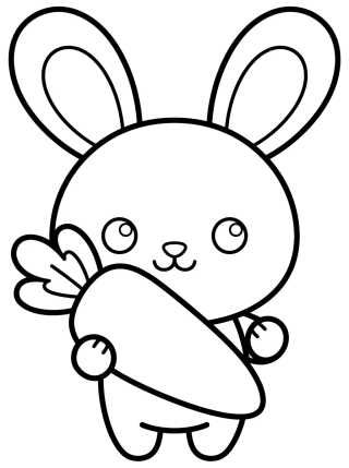 Cute Bunny Holding a Carrot para colorir Desenho de Cute Bunny Holding a Carrot para colorir e imprimir grátis