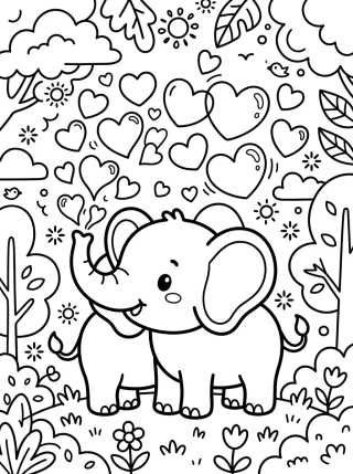 Cute Baby Elephant Blowing Soap Bubbles para colorir Desenho de Cute Baby Elephant Blowing Soap Bubbles para colorir e imprimir grátis