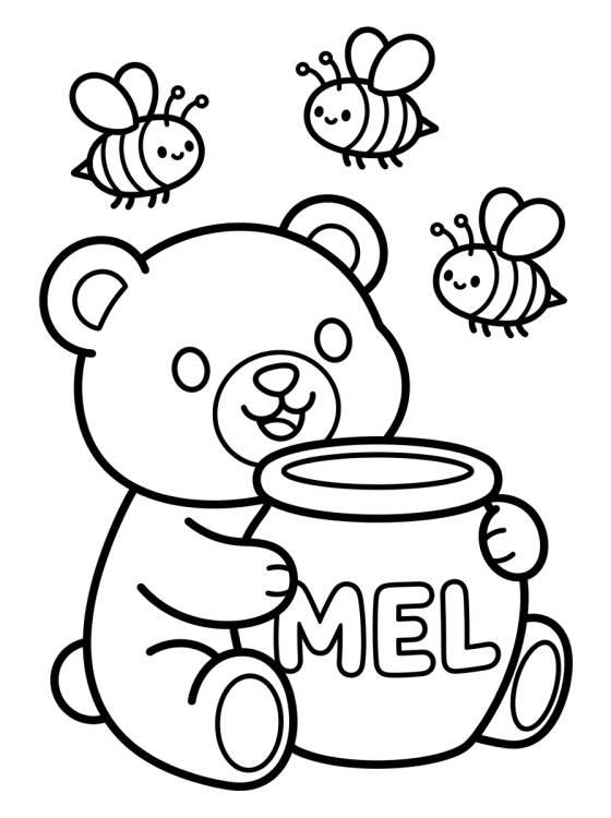 Teddy Bear Eating Honey para colorir Desenho de Teddy Bear Eating Honey para colorir e imprimir grátis