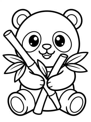 Baby Panda Eating Bamboo para colorir Desenho de Baby Panda Eating Bamboo para colorir e imprimir grátis