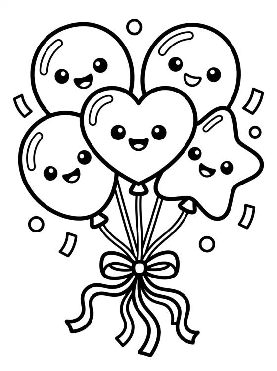 Smiling Party Balloons para colorir Desenho de Smiling Party Balloons para colorir e imprimir grátis