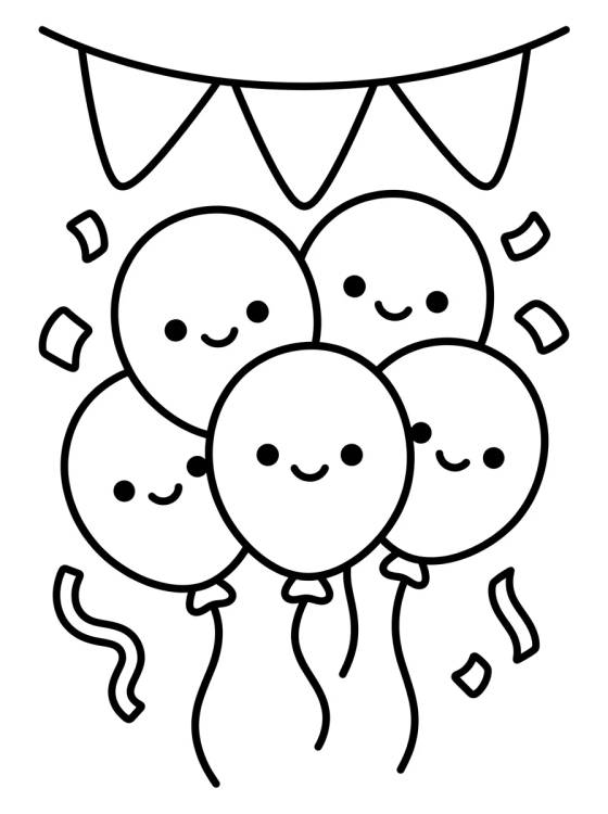 Party Balloons and Streamers para colorir Desenho de Party Balloons and Streamers para colorir e imprimir grátis