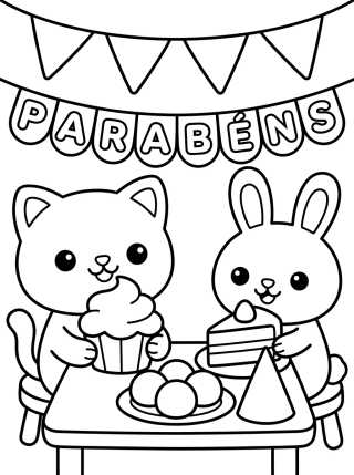 Animals at the Birthday Party para colorir Desenho de Animals at the Birthday Party para colorir e imprimir grátis