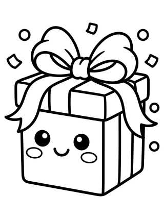 Kawaii Gift Box para colorir Desenho de Kawaii Gift Box para colorir e imprimir grátis