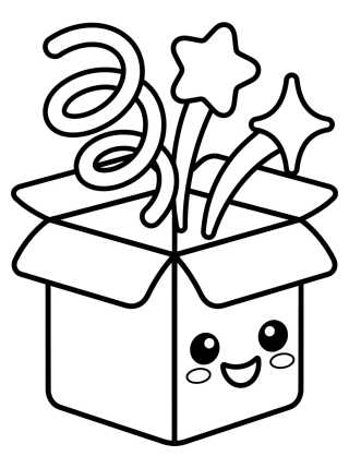 Kawaii Surprise Gift Box para colorir Desenho de Kawaii Surprise Gift Box para colorir e imprimir grátis