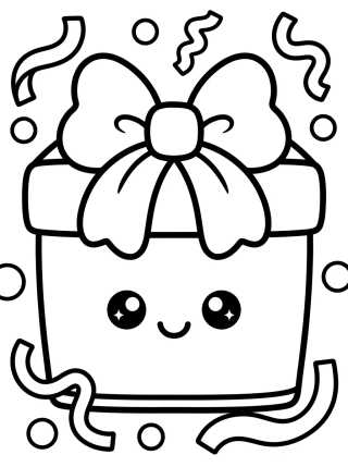 Kawaii Surprise Gift Box para colorir Desenho de Kawaii Surprise Gift Box para colorir e imprimir grátis