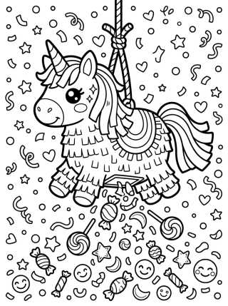 Fun Unicorn Piñata Coloring Page para colorir Desenho de Fun Unicorn Piñata Coloring Page para colorir e imprimir grátis