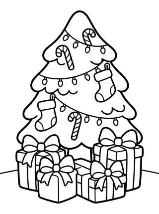 Christmas Tree Full of Presents para colorir Desenho de Christmas Tree Full of Presents para colorir e imprimir grátis
