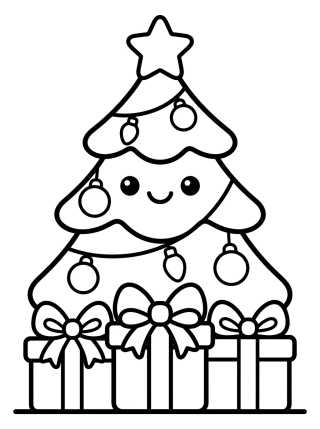 Christmas Tree with Cute Gifts para colorir Desenho de Christmas Tree with Cute Gifts para colorir e imprimir grátis