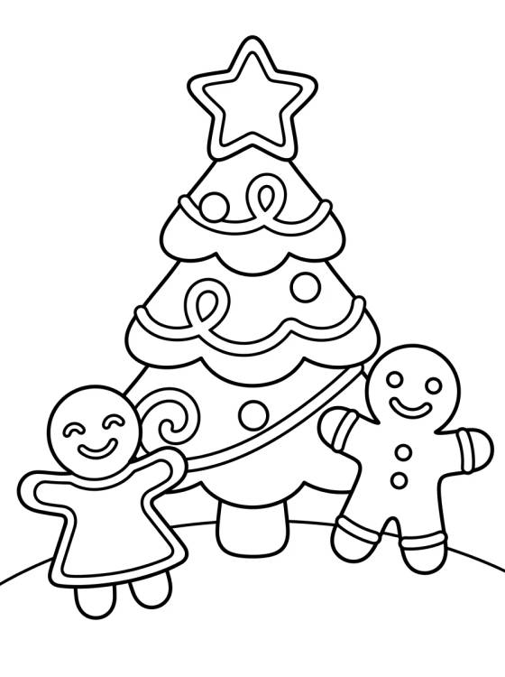 Gingerbread Cookie Christmas Tree para colorir Desenho de Gingerbread Cookie Christmas Tree para colorir e imprimir grátis