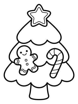 Candy and Cookie Christmas Tree para colorir Desenho de Candy and Cookie Christmas Tree para colorir e imprimir grátis