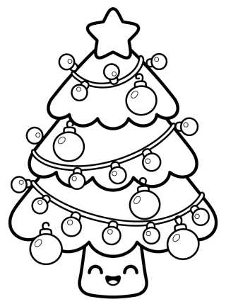 Christmas Tree Decorated with Fairy Lights para colorir Desenho de Christmas Tree Decorated with Fairy Lights para colorir e imprimir grátis