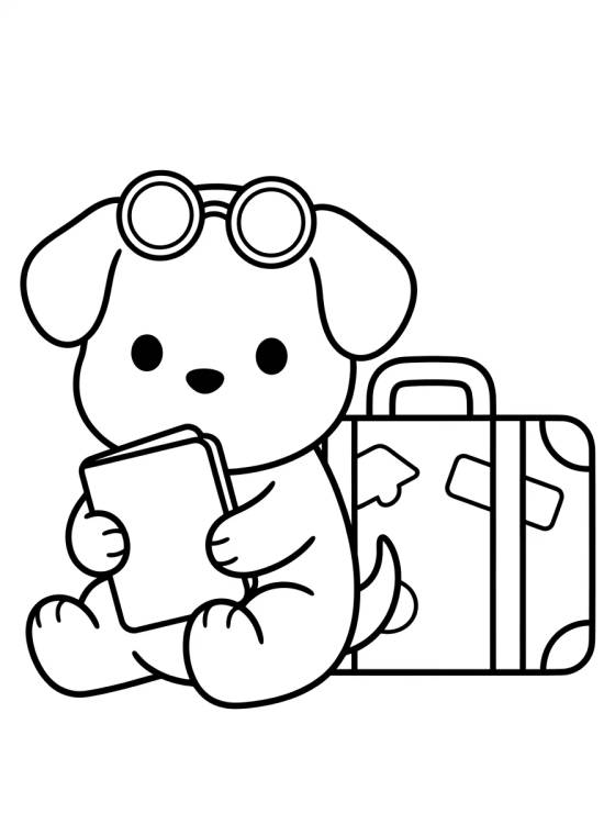 Puppy Ready for Vacation para colorir Desenho de Puppy Ready for Vacation para colorir e imprimir grátis