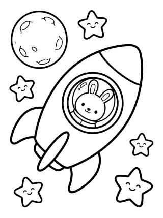 Astronaut Bunny in a Rocket para colorir Desenho de Astronaut Bunny in a Rocket para colorir e imprimir grátis