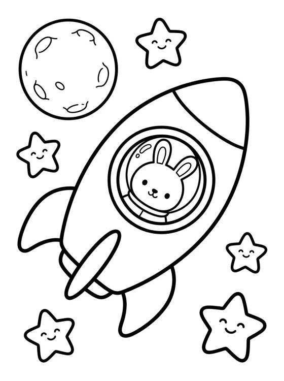 Astronaut Bunny in a Rocket para colorir Desenho de Astronaut Bunny in a Rocket para colorir e imprimir grátis