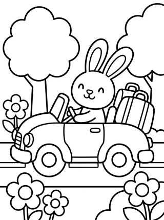 Bunny on a Road Trip para colorir Desenho de Bunny on a Road Trip para colorir e imprimir grátis