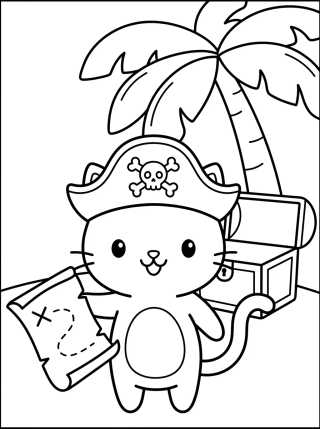 Pirate Kitty with Treasure Map para colorir Desenho de Pirate Kitty with Treasure Map para colorir e imprimir grátis