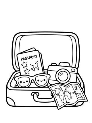 Magical Travel Suitcase para colorir Desenho de Magical Travel Suitcase para colorir e imprimir grátis