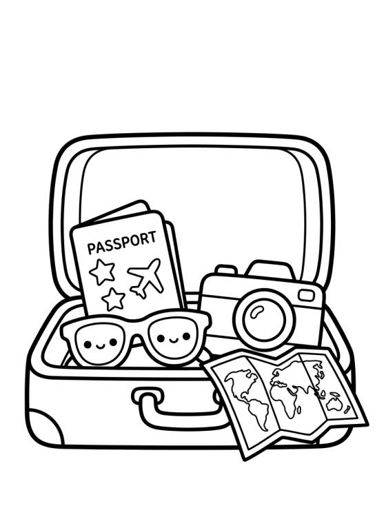 Magical Travel Suitcase para colorir Desenho de Magical Travel Suitcase para colorir e imprimir grátis