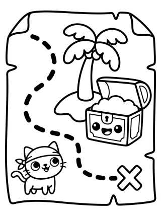 Cute Pirate Treasure Map para colorir Desenho de Cute Pirate Treasure Map para colorir e imprimir grátis