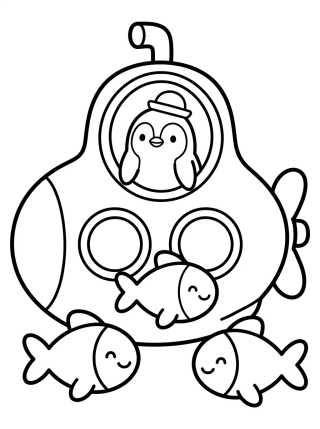 Submarine Explorer Penguin para colorir Desenho de Submarine Explorer Penguin para colorir e imprimir grátis