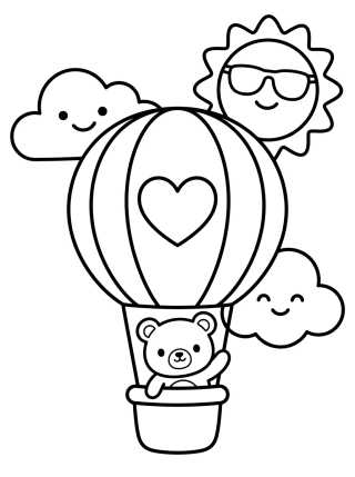 Little Bear in a Hot Air Balloon para colorir Desenho de Little Bear in a Hot Air Balloon para colorir e imprimir grátis