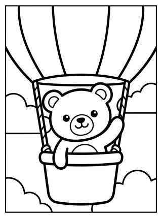 Teddy Bear in a Hot Air Balloon para colorir Desenho de Teddy Bear in a Hot Air Balloon para colorir e imprimir grátis