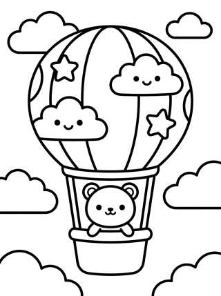 Teddy Bear Hot Air Balloon Traveler para colorir Desenho de Teddy Bear Hot Air Balloon Traveler para colorir e imprimir grátis