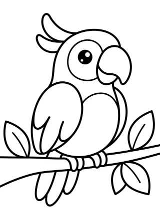 Cute Macaw on a Branch para colorir Desenho de Cute Macaw on a Branch para colorir e imprimir grátis