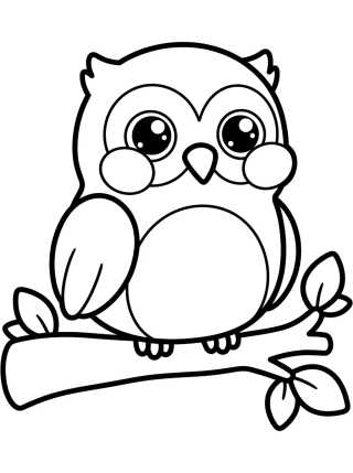 Chubby Little Owl on a Tree para colorir Desenho de Chubby Little Owl on a Tree para colorir e imprimir grátis