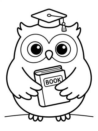 Kawaii Owl with Book para colorir Desenho de Kawaii Owl with Book para colorir e imprimir grátis