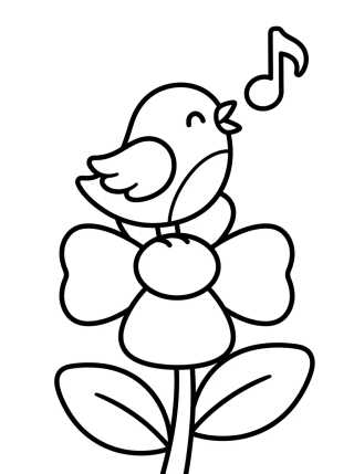 Little Bird Singing in Springtime para colorir Desenho de Little Bird Singing in Springtime para colorir e imprimir grátis