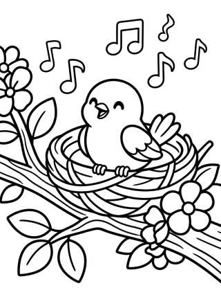 Little Bird in the Nest para colorir Desenho de Little Bird in the Nest para colorir e imprimir grátis