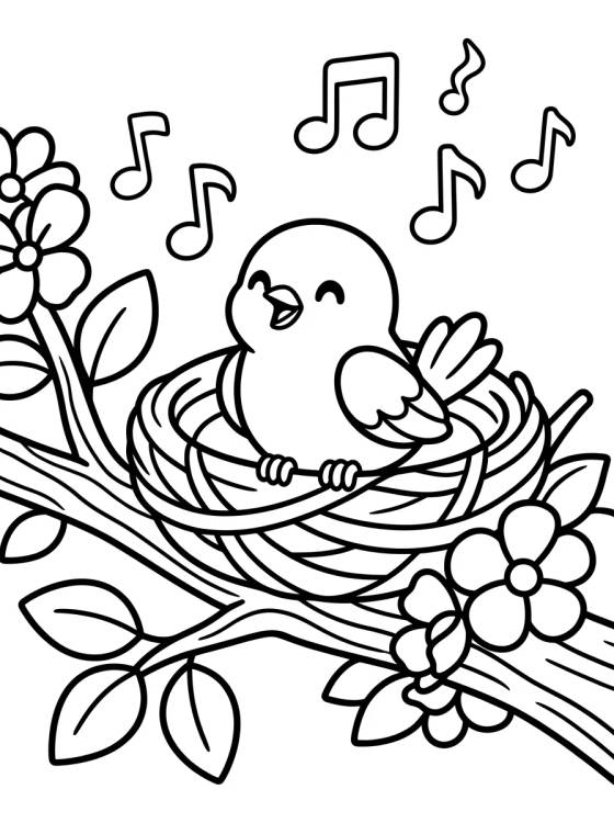 Little Bird in the Nest para colorir Desenho de Little Bird in the Nest para colorir e imprimir grátis
