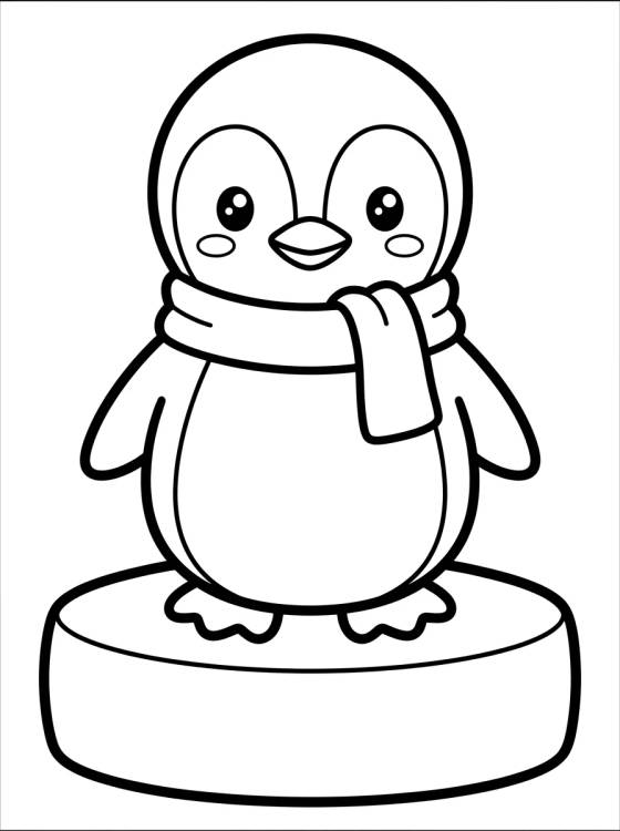 Baby Penguin in a Scarf para colorir Desenho de Baby Penguin in a Scarf para colorir e imprimir grátis
