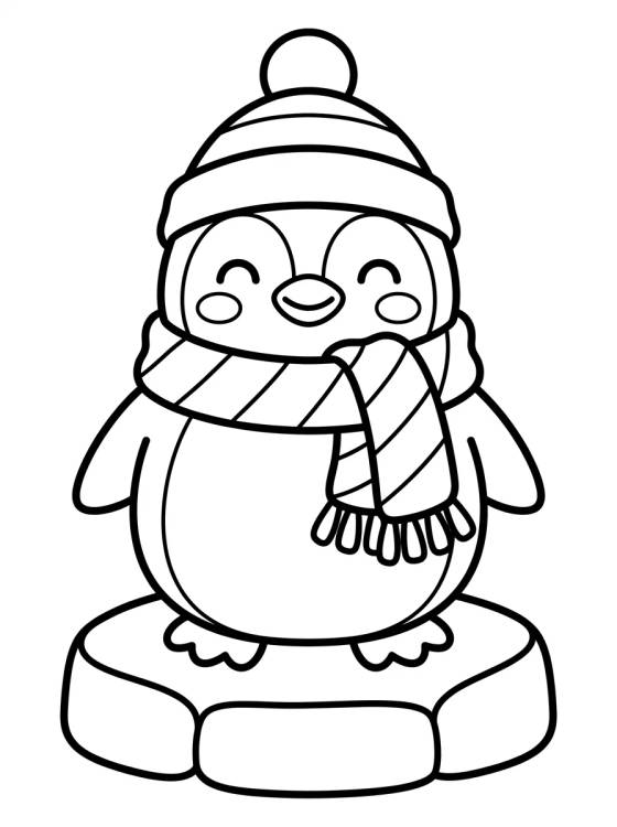 Penguin with a Scarf para colorir Desenho de Penguin with a Scarf para colorir e imprimir grátis