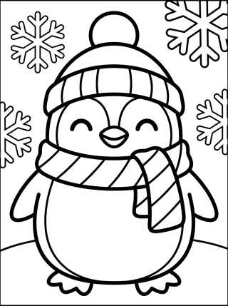 Penguin with a Scarf para colorir Desenho de Penguin with a Scarf para colorir e imprimir grátis