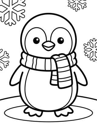 Cute Penguin in a Scarf para colorir Desenho de Cute Penguin in a Scarf para colorir e imprimir grátis
