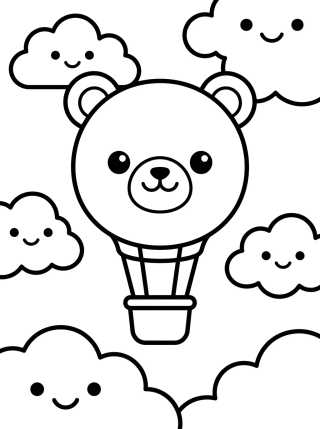Teddy Bear Hot Air Balloon para colorir Desenho de Teddy Bear Hot Air Balloon para colorir e imprimir grátis