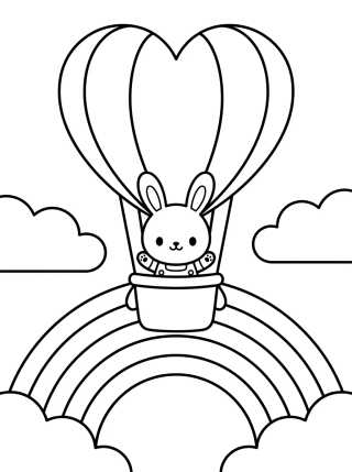 Bunny with a Heart Balloon para colorir Desenho de Bunny with a Heart Balloon para colorir e imprimir grátis