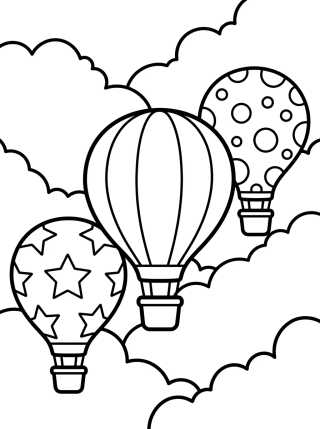 Colorful Hot Air Balloon Festival in the Clouds para colorir Desenho de Colorful Hot Air Balloon Festival in the Clouds para colorir e imprimir grátis