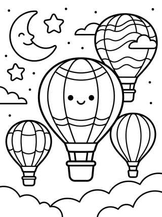 Hot Air Balloon Festival in the Starry Sky para colorir Desenho de Hot Air Balloon Festival in the Starry Sky para colorir e imprimir grátis