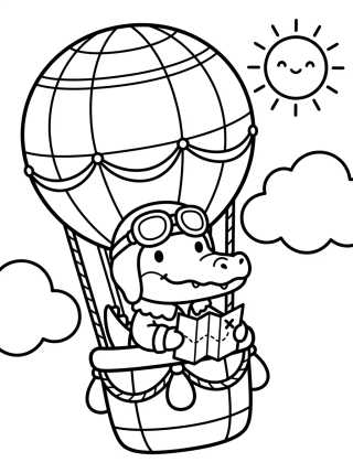 Aviator Kitten in a Balloon para colorir Desenho de Aviator Kitten in a Balloon para colorir e imprimir grátis