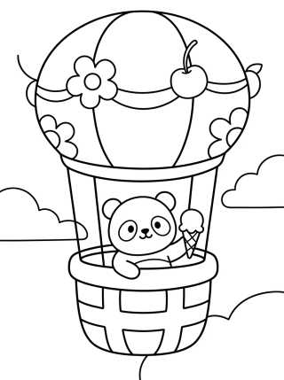 Traveling Panda in a Balloon para colorir Desenho de Traveling Panda in a Balloon para colorir e imprimir grátis
