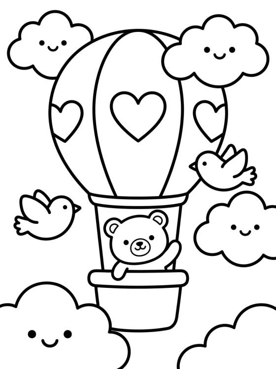 Little Bear in a Hot Air Balloon para colorir Desenho de Little Bear in a Hot Air Balloon para colorir e imprimir grátis