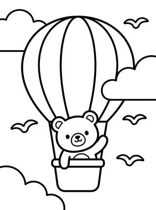 Little Bear in a Hot Air Balloon para colorir Desenho de Little Bear in a Hot Air Balloon para colorir e imprimir grátis