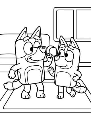 Bandit and Chilli Dancing para colorir Desenho de Bandit and Chilli Dancing para colorir e imprimir grátis