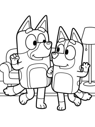 Coleção de desenhos para colorir: Bandit and Chilli from Bluey
