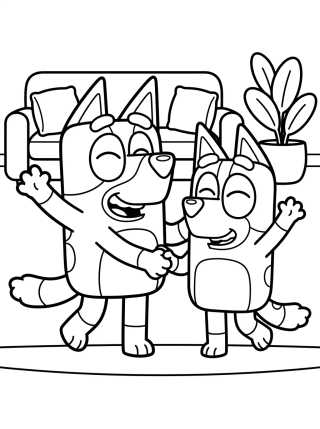 Bandit and Chilli Dancing para colorir Desenho de Bandit and Chilli Dancing para colorir e imprimir grátis