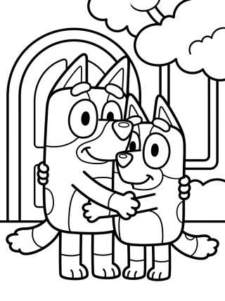 Bandit and Chilli Warm Hug para colorir Desenho de Bandit and Chilli Warm Hug para colorir e imprimir grátis